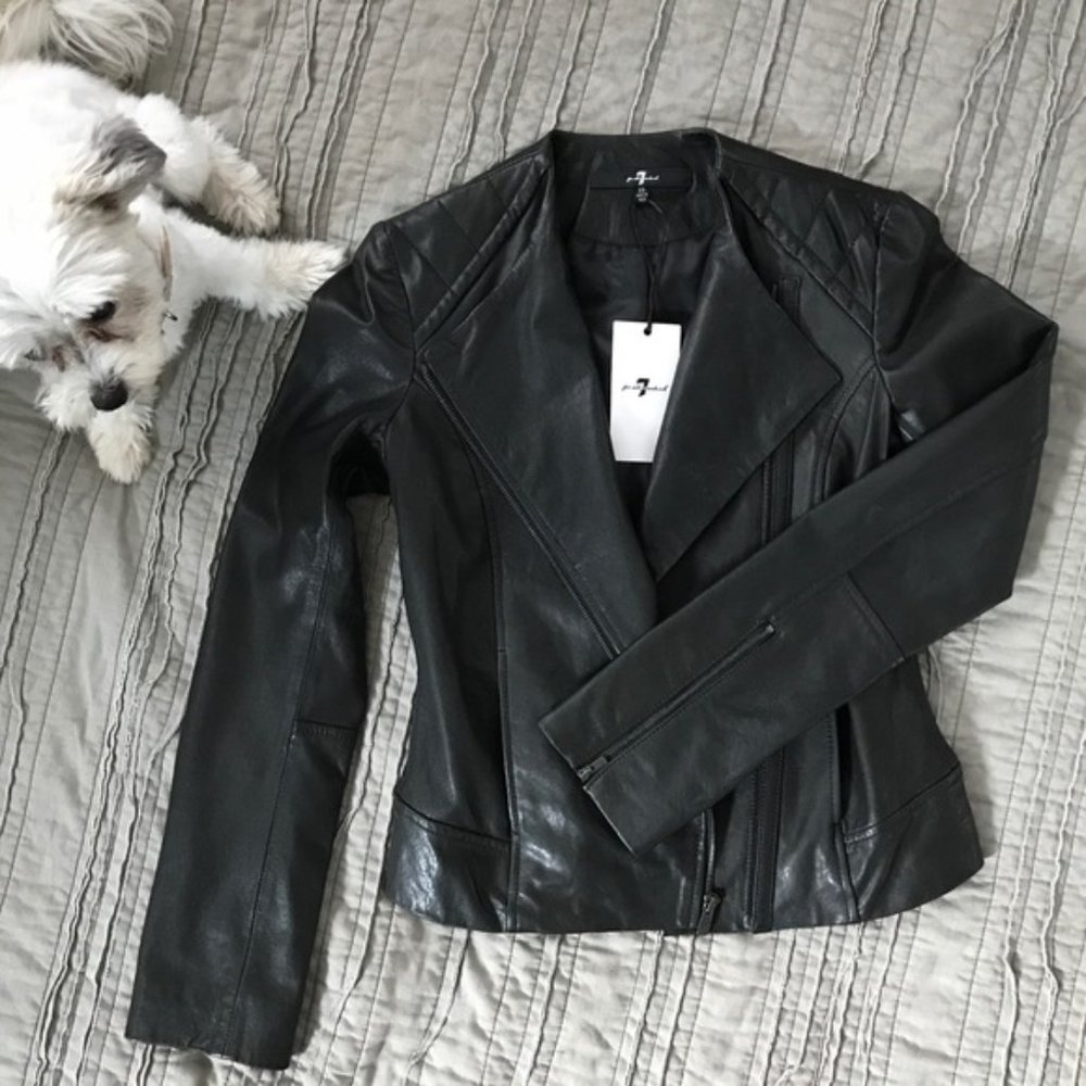 7 For All Mankind Black leather jacket